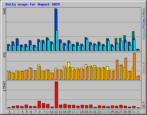Daily usage for August 2025